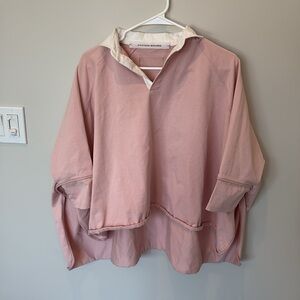 cog the big smoke Pink and White Rugby Polo Oversized Top Sporty Chic Japanese